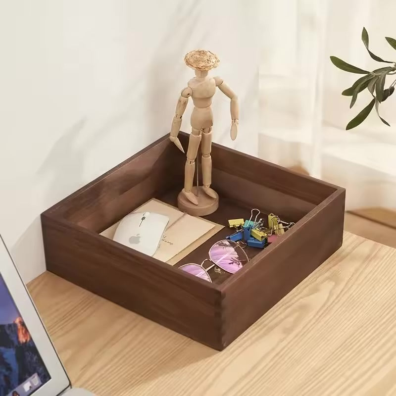 Black Walnut Wood Storage Box Hand Carved Bedroom Jewelry Organizer Modern Desktop Cosmetic Container
