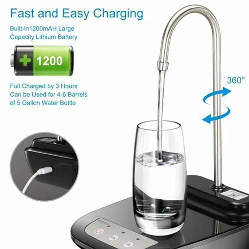 Electric Water Gallon Pump Automatic Water Bottle Dispenser Rechargeable Water Pump Dispenser With Stand