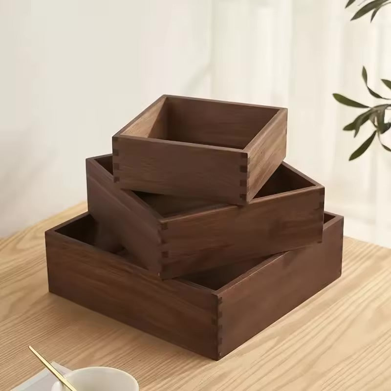 Black Walnut Wood Storage Box Hand Carved Bedroom Jewelry Organizer Modern Desktop Cosmetic Container
