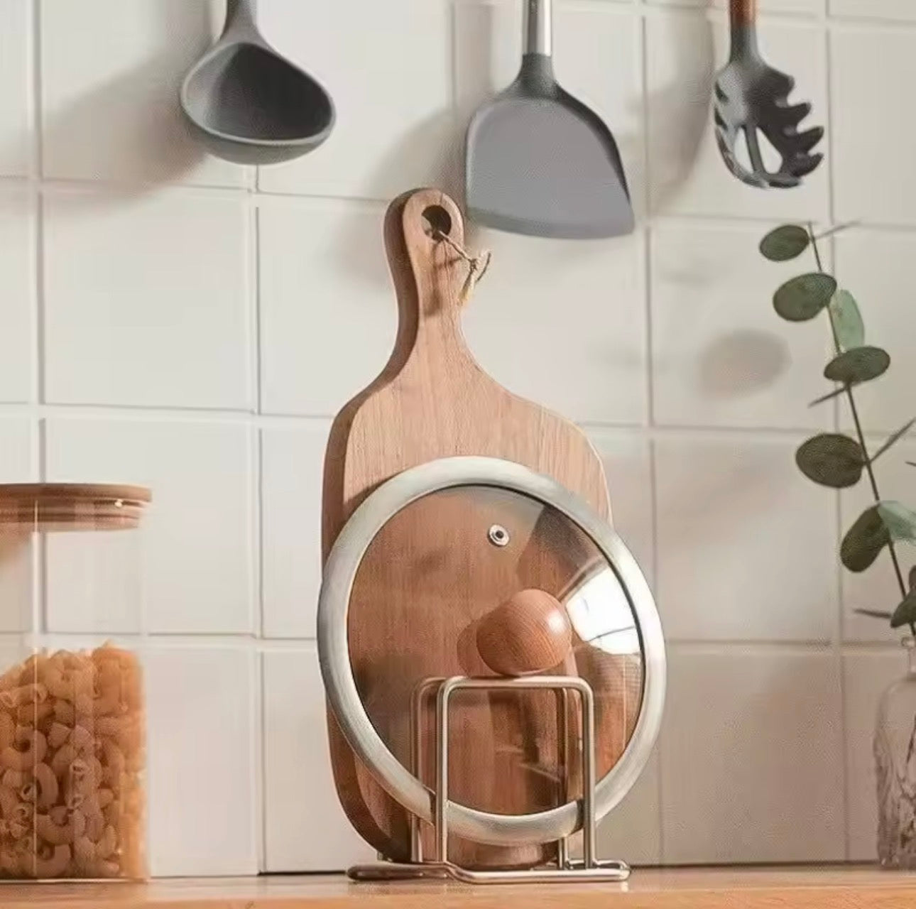 Stainless Steel Household Pot Lid Rack, Cutting Board Rack, Kitchen Cutting Board Storage Rack, Countertop Vegetable Board Rack