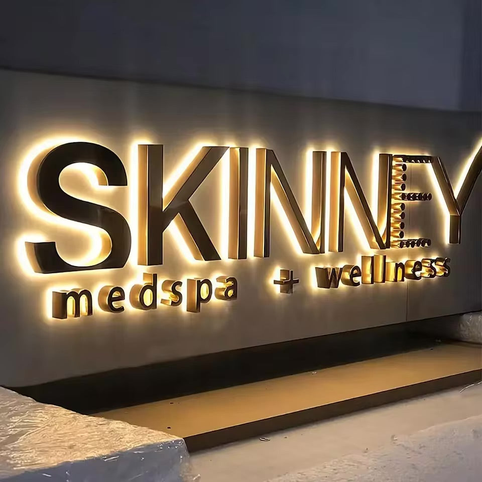 Custom 3D Letter Business Large Illuminated Sign Metal Backlit Signage LED for Store Company Signage Metal Neon