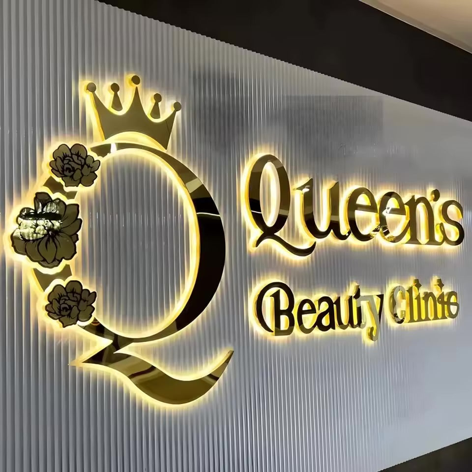 Custom 3D Letter Business Large Illuminated Sign Metal Backlit Signage LED for Store Company Signage Metal Neon
