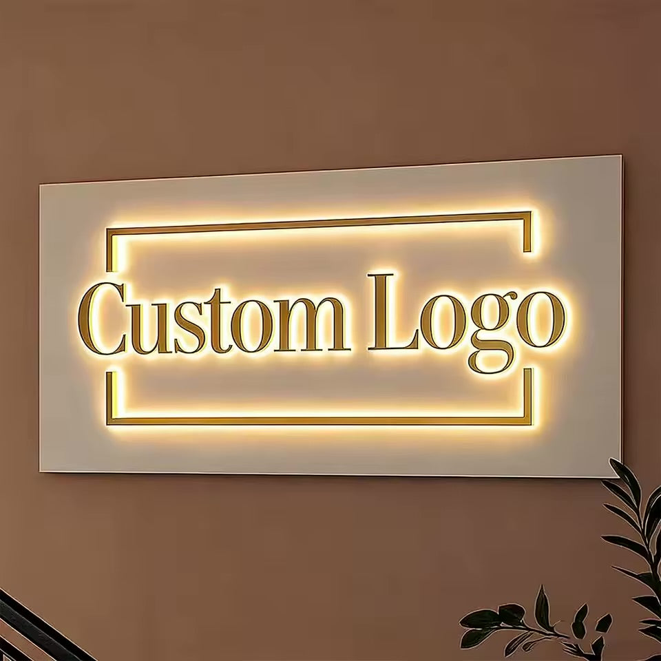 Custom 3D Letter Business Large Illuminated Sign Metal Backlit Signage LED for Store Company Signage Metal Neon